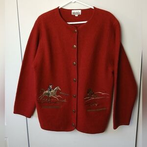 VINTAGE 100% Pure Wool M.A.T Women Cardigan Size Small (Oversize)